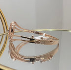 Solid Gold Diamond Bangle Bracelet, Natural IGI Certified Diamonds, Luxury Fine Jewelry