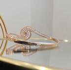 Solid Gold Diamond Bangle Bracelet, Natural IGI Certified Diamonds, Luxury Fine Jewelry