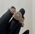 Solid Gold Diamond Cluster Bracelet, Round Halo Bangle, Fine Jewelry