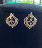 14K/18K Solid Gold Diamond Stud Earrings, Vintage Style, Natural Diamonds
