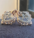 14K/18K Solid Gold Diamond Stud Earrings, Vintage Style, Natural Diamonds