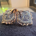 14K/18K Solid Gold Diamond Stud Earrings, Vintage Style, Natural Diamonds