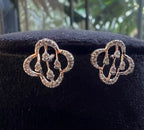 Solid Gold Floral Diamond Earrings, 14K/18K Dainty Studs, Fine Jewelry Gift