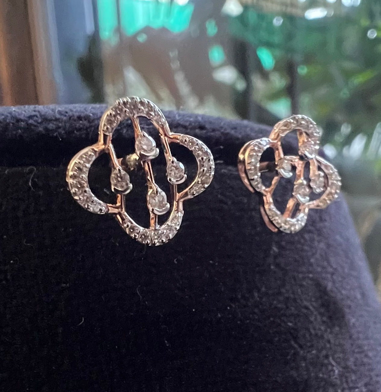 Solid Gold Floral Diamond Earrings, 14K/18K Dainty Studs, Fine Jewelry Gift