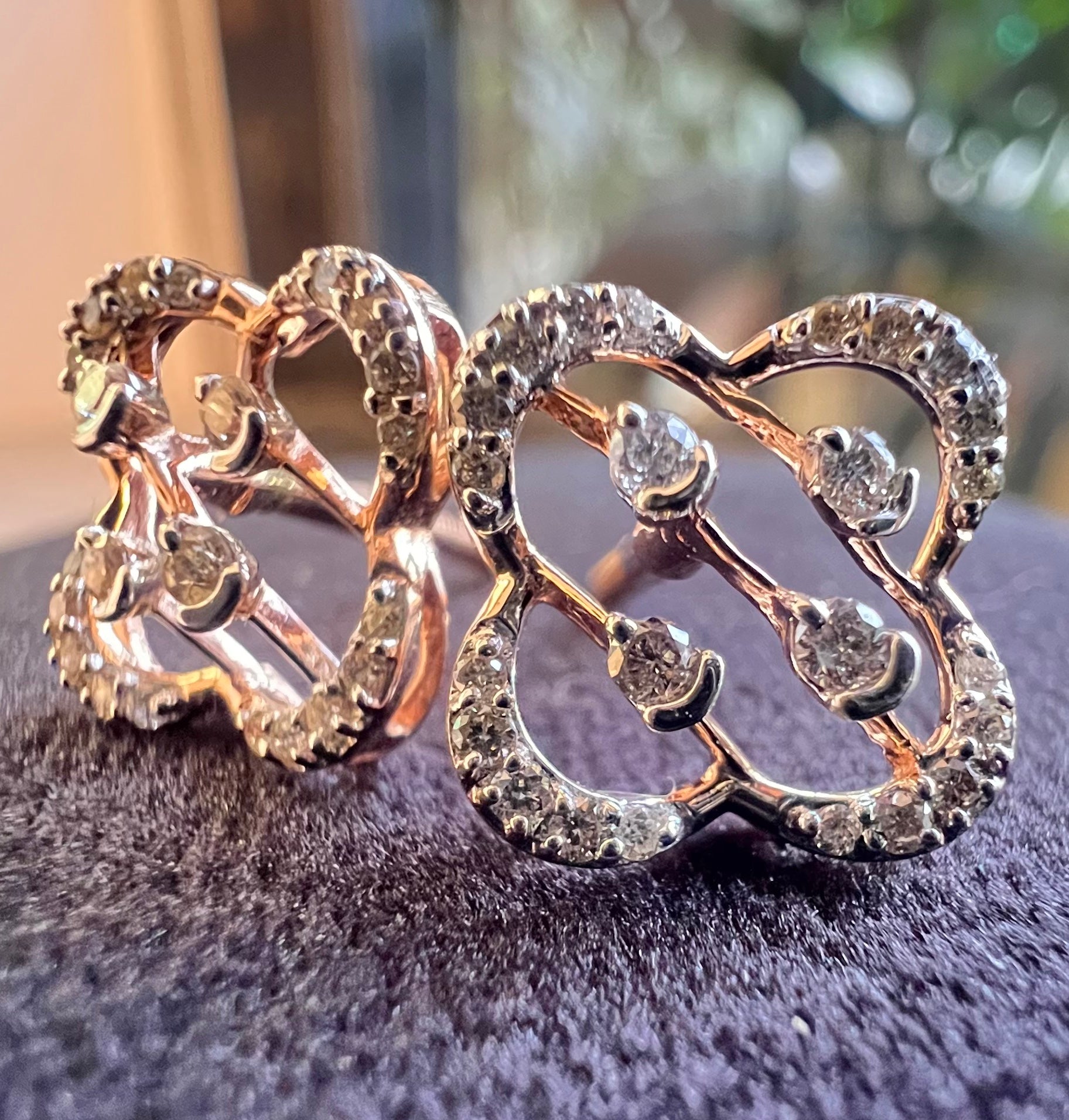 Solid Gold Floral Diamond Earrings, 14K/18K Dainty Studs, Fine Jewelry Gift