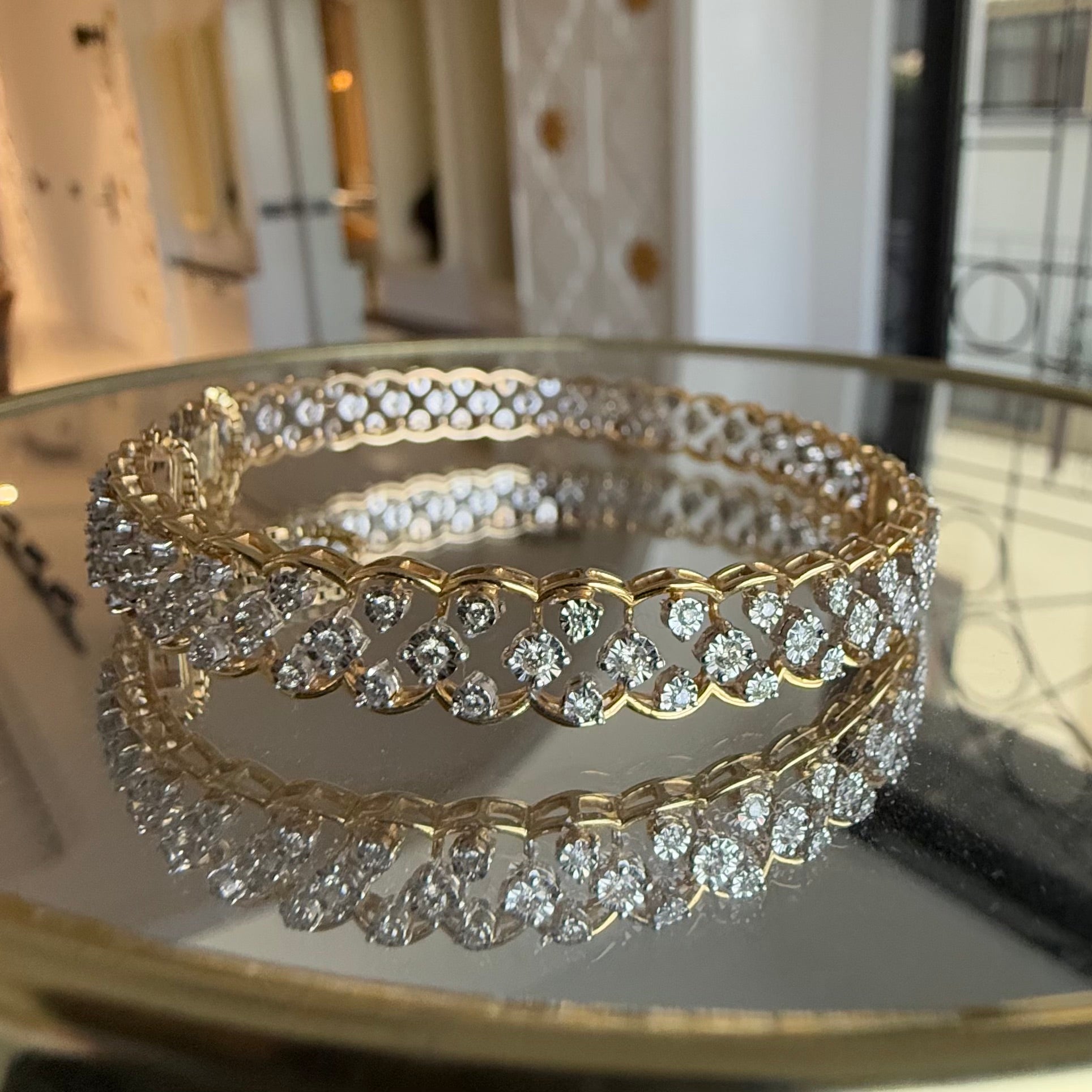 Solid Gold Diamond  Bracelet, 14K/18K Natural  Fine Jewelry