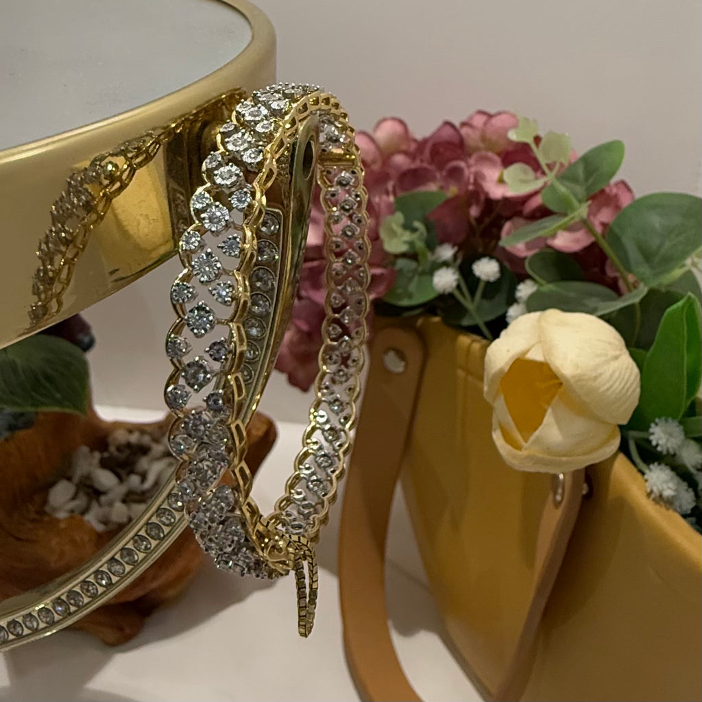 Solid Gold Diamond  Bracelet, 14K/18K Natural  Fine Jewelry