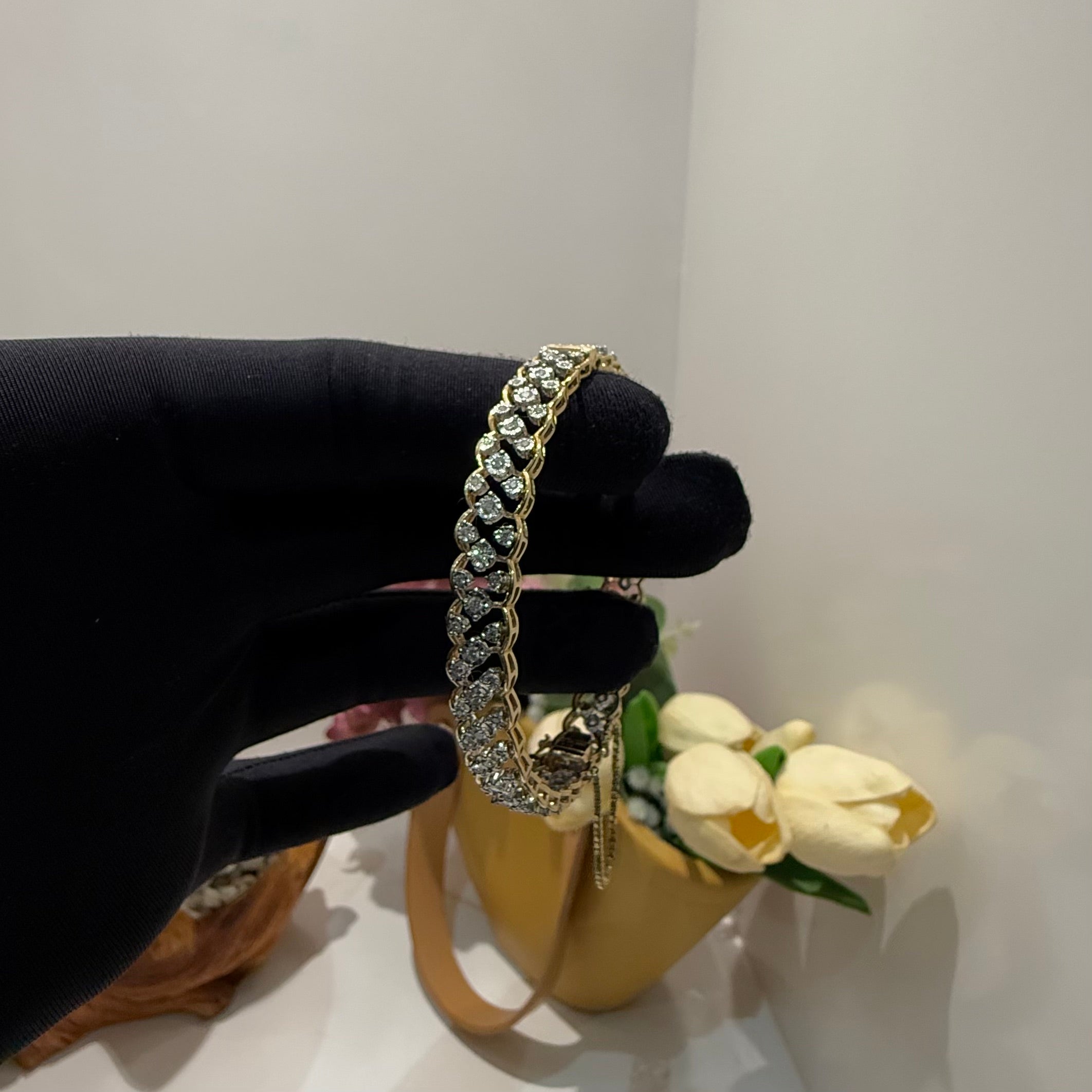 Solid Gold Diamond  Bracelet, 14K/18K Natural  Fine Jewelry