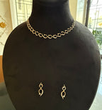 Solid Gold Diamond Necklace Earrings Set, Minimalist Natural Diamonds, Everyday Jewelry