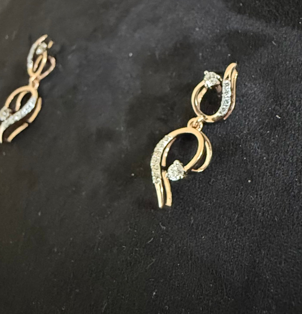 Solid Gold Diamond Necklace Earrings Set, Minimalist Natural Diamonds, Everyday Jewelry