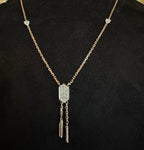 14K 18K Solid Gold Diamond Charm Necklace Set with Earrings, IGI Certified Natural Diamonds