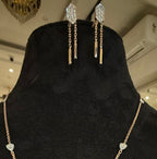 14K 18K Solid Gold Diamond Charm Necklace Set with Earrings, IGI Certified Natural Diamonds