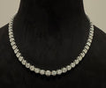14K 18K Solid Gold Diamond Tennis Necklace | Round Natural Diamonds, Bridal Jewelry