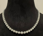 14K 18K Solid Gold Diamond Tennis Necklace | Round Natural Diamonds, Bridal Jewelry