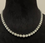 14K 18K Solid Gold Diamond Tennis Necklace | Round Natural Diamonds, Bridal Jewelry
