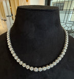 14K 18K Solid Gold Diamond Tennis Necklace | Round Natural Diamonds, Bridal Jewelry