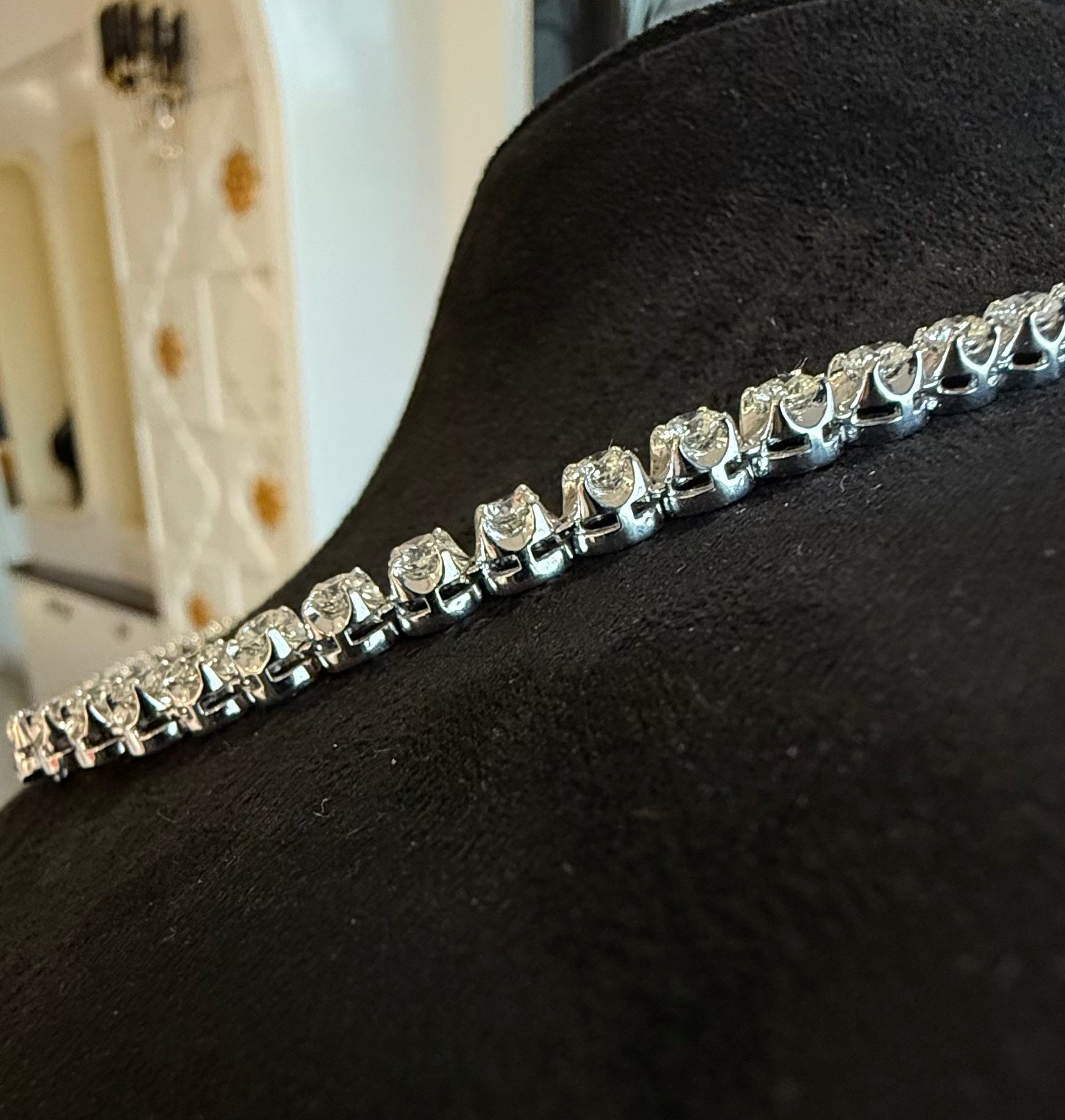 14K 18K Solid Gold Diamond Tennis Necklace | Round Natural Diamonds, Bridal Jewelry