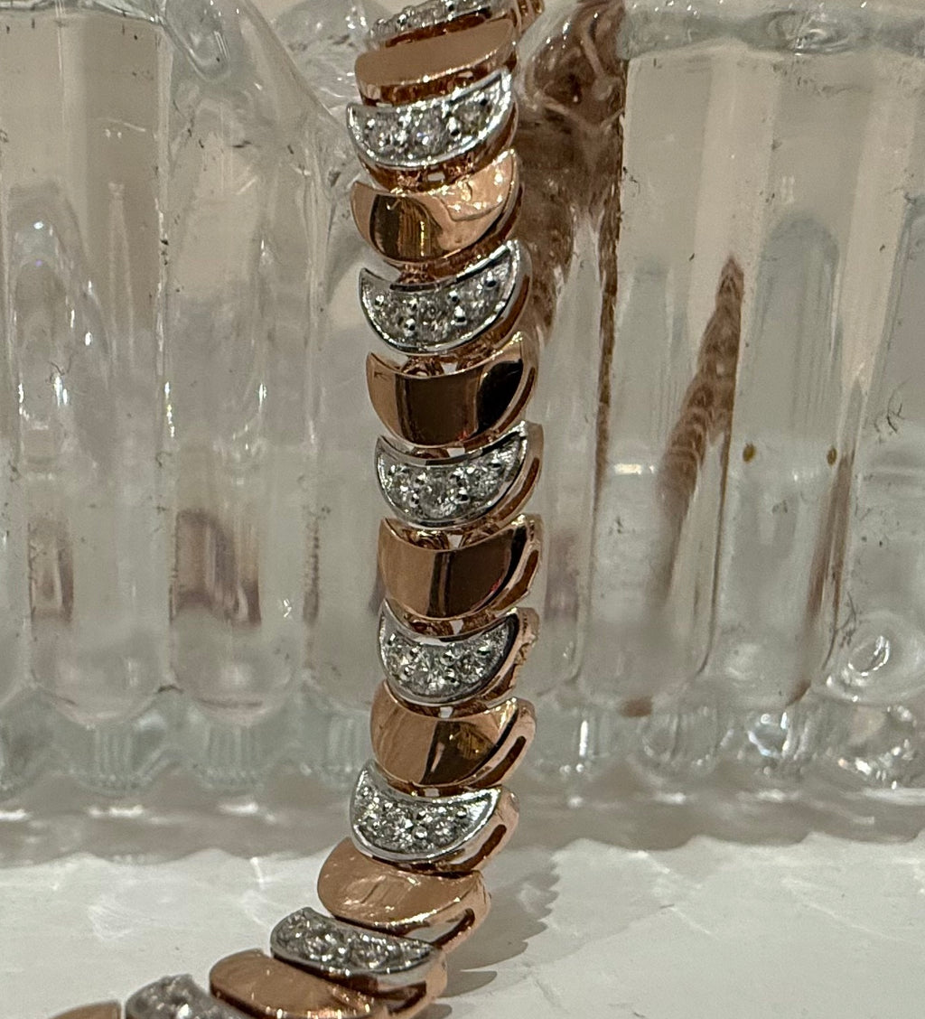14K 18K Solid Gold Diamond Tennis Bracelet | Natural Diamond Link Jewelry