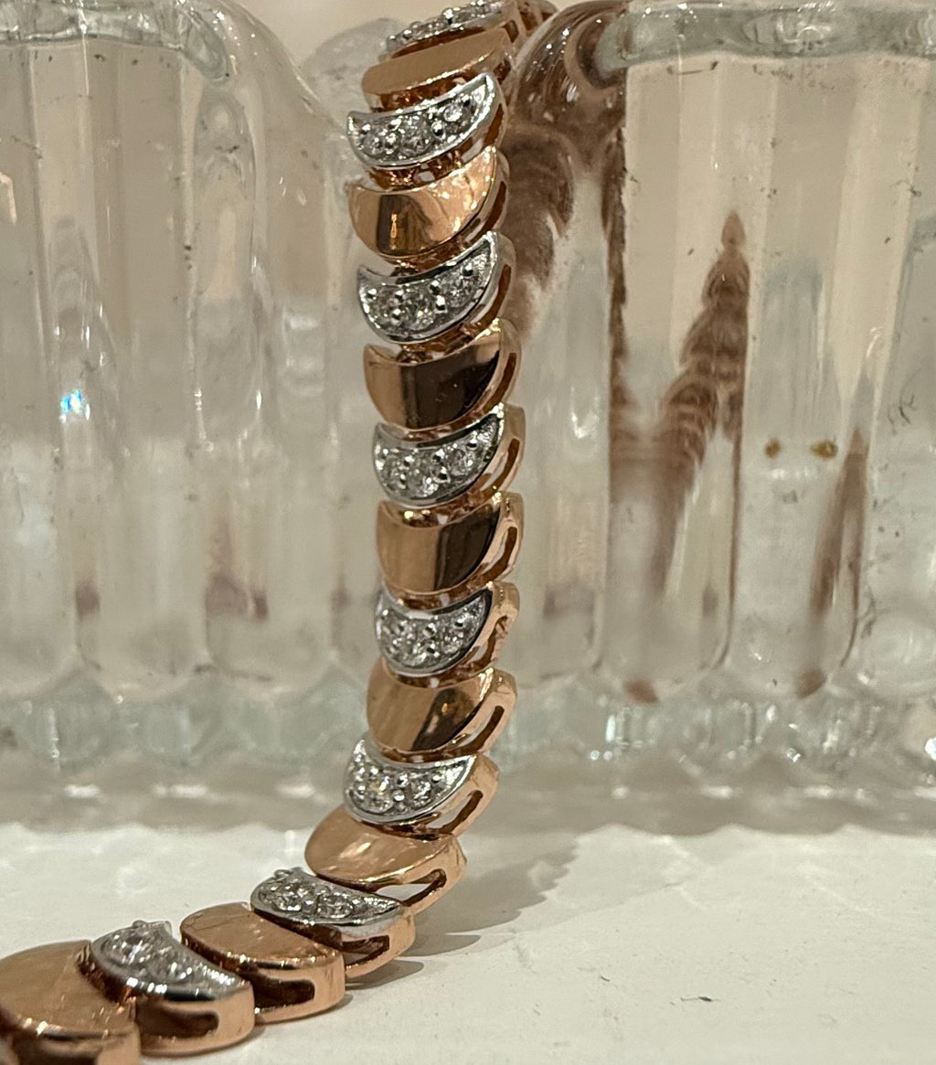 14K 18K Solid Gold Diamond Tennis Bracelet | Natural Diamond Link Jewelry