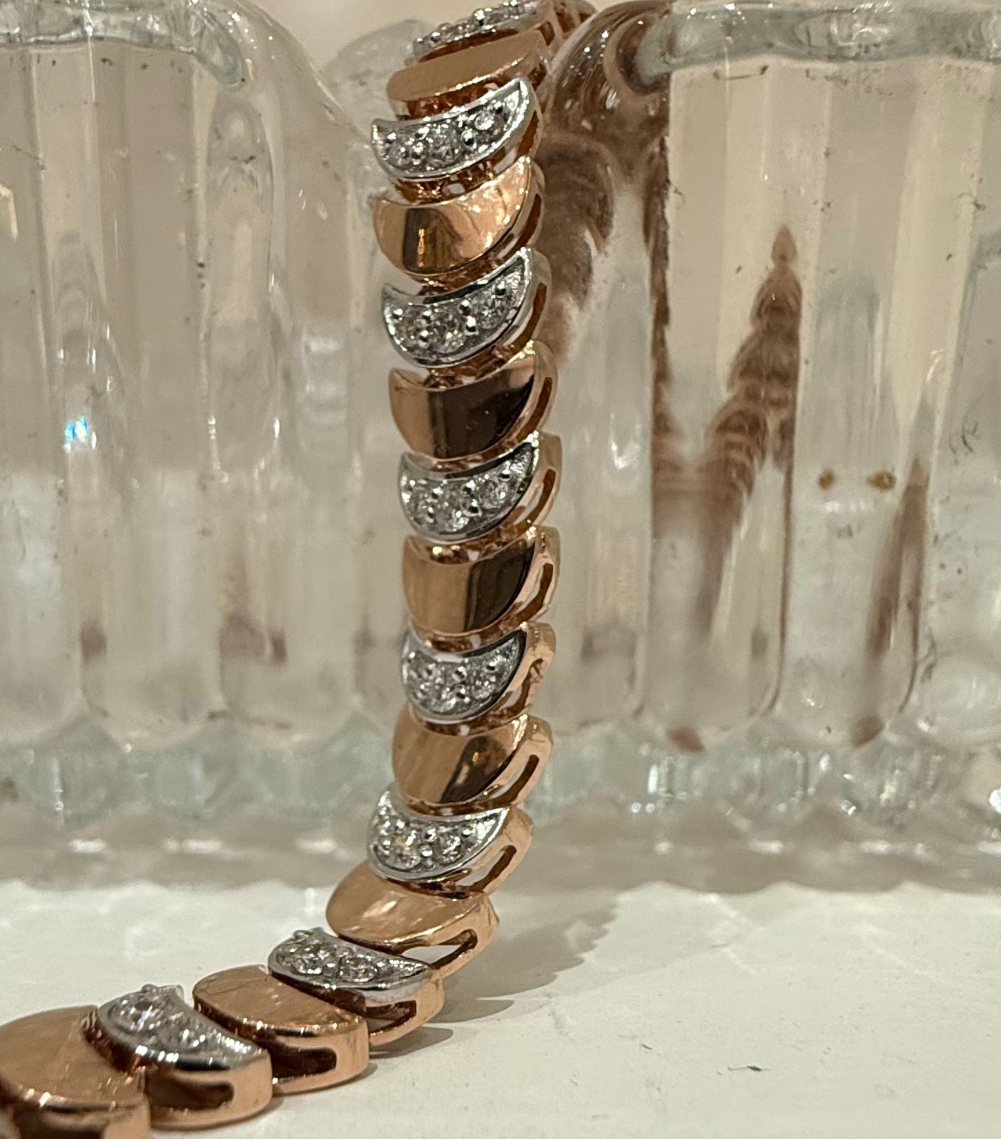 14K 18K Solid Gold Diamond Tennis Bracelet | Natural Diamond Link Jewelry