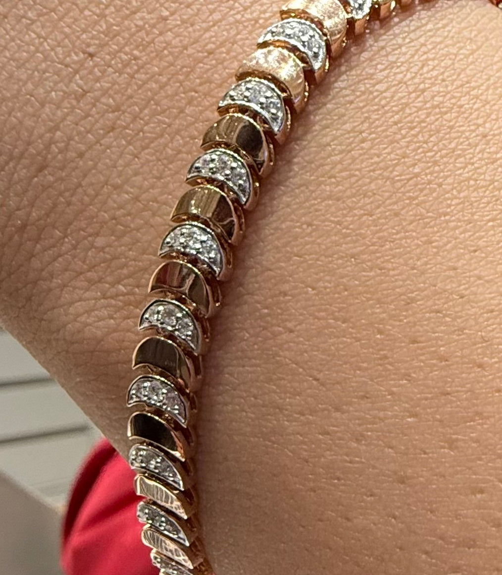 14K 18K Solid Gold Diamond Tennis Bracelet | Natural Diamond Link Jewelry
