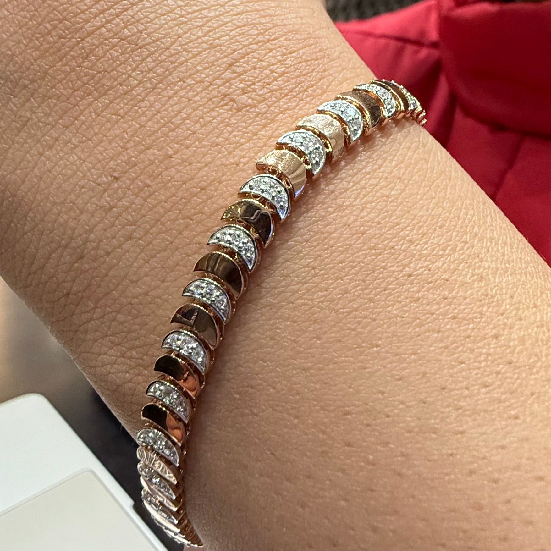 14K 18K Solid Gold Diamond Tennis Bracelet | Natural Diamond Link Jewelry