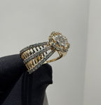Solid Gold Halo Ring | Round Cut Diamond Multi Band Statement (IGI Certified)