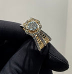Solid Gold Halo Ring | Round Cut Diamond Multi Band Statement (IGI Certified)