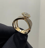 Solid Gold Halo Ring | Round Cut Diamond Multi Band Statement (IGI Certified)