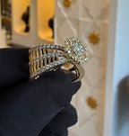 Solid Gold Halo Ring | Round Cut Diamond Multi Band Statement (IGI Certified)