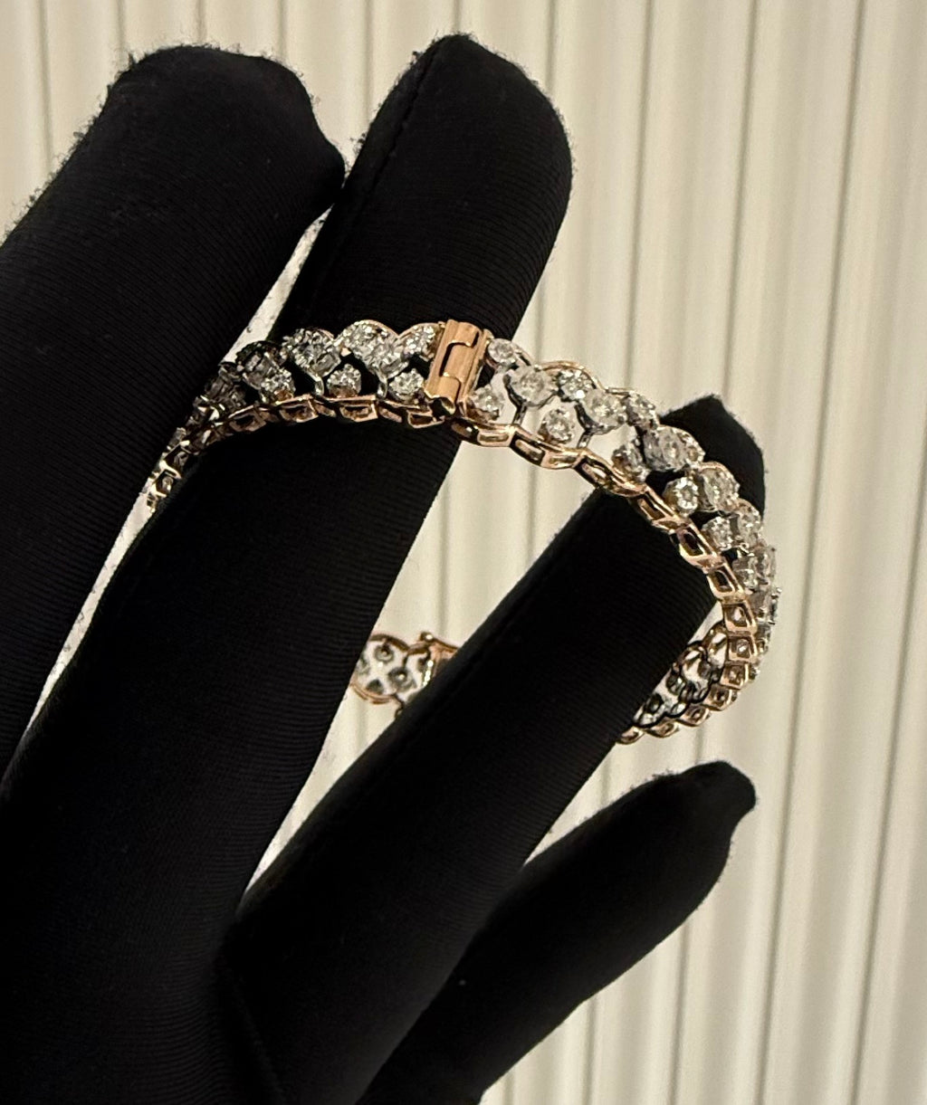 Solid Gold Diamond  Bracelet, 14K/18K Natural  Fine Jewelry