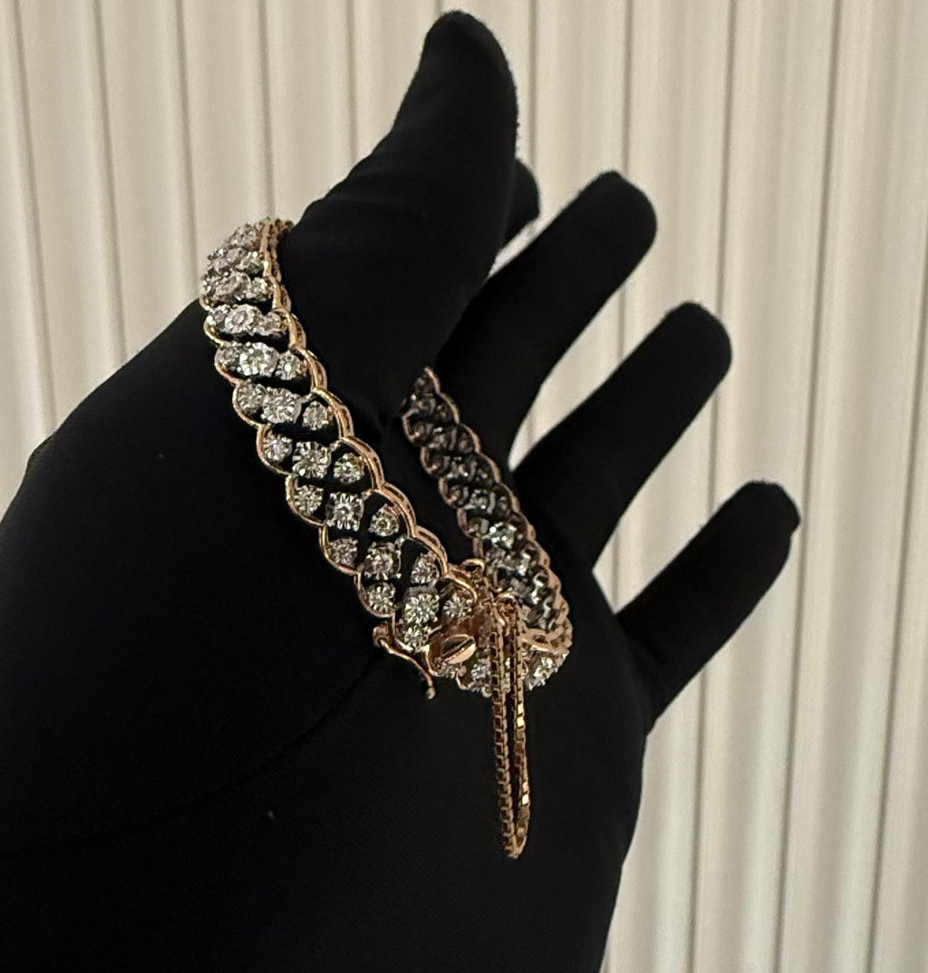 Solid Gold Diamond  Bracelet, 14K/18K Natural  Fine Jewelry