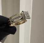 14K/18K Solid Gold Princess Shape  Diamond Engagement Ring | Multi Band Pavé Statement Ring