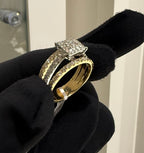 14K/18K Solid Gold Princess Shape  Diamond Engagement Ring | Multi Band Pavé Statement Ring