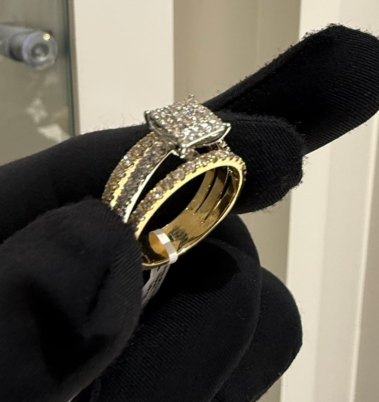 14K/18K Solid Gold Princess Shape  Diamond Engagement Ring | Multi Band Pavé Statement Ring