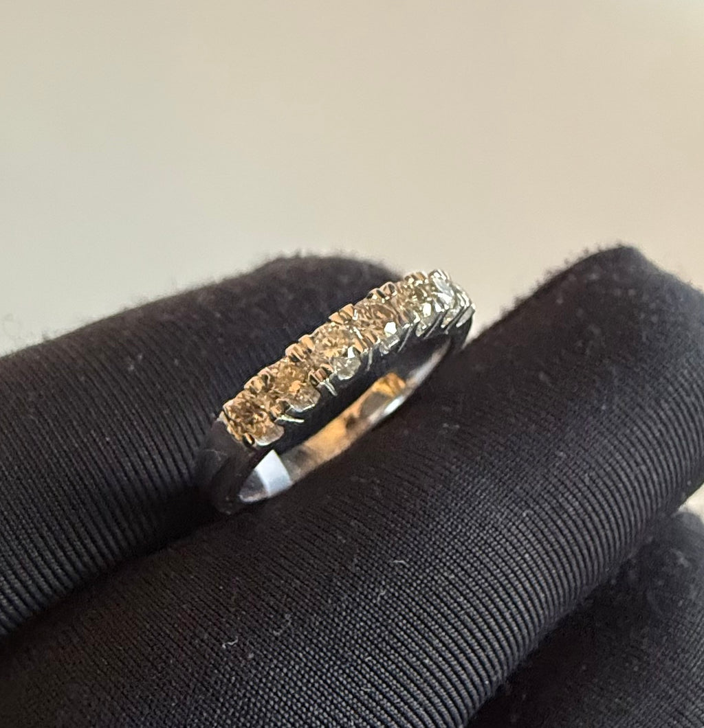 IGI Certified Diamond Half Eternity Band, 14K Solid Gold Wedding Anniversary Ring