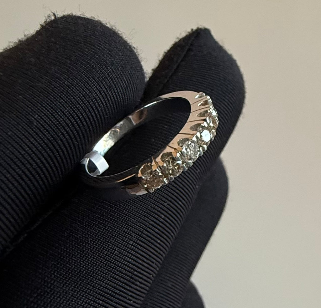 IGI Certified Diamond Half Eternity Band, 14K Solid Gold Wedding Anniversary Ring