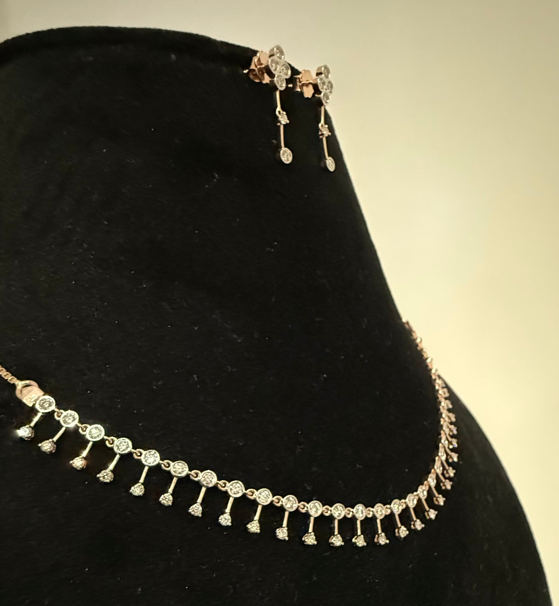 14K/18K Solid Gold Diamond Necklace Earrings Set | IGI Certified Natural Dainty Jewelry