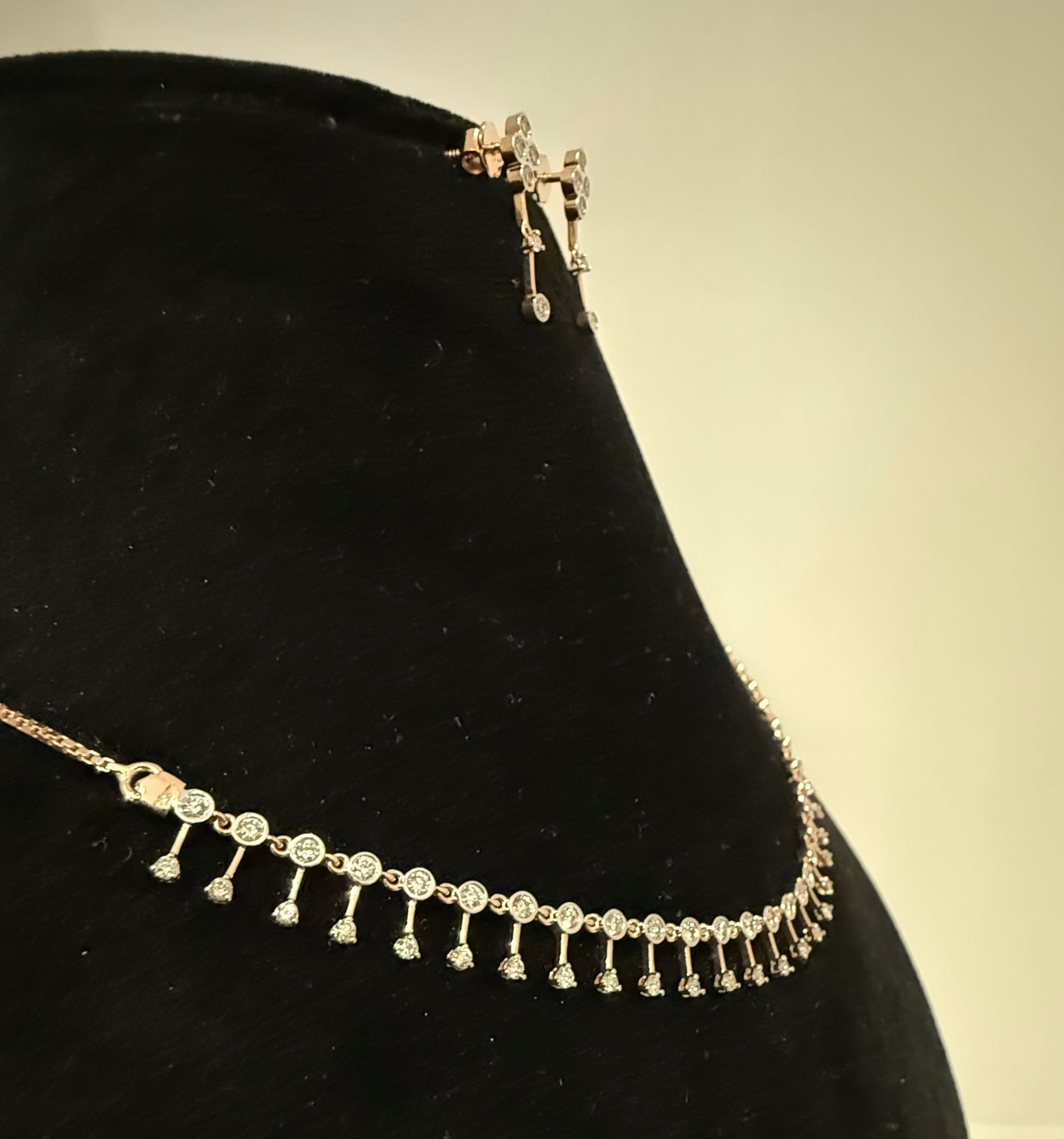 14K/18K Solid Gold Diamond Necklace Earrings Set | IGI Certified Natural Dainty Jewelry