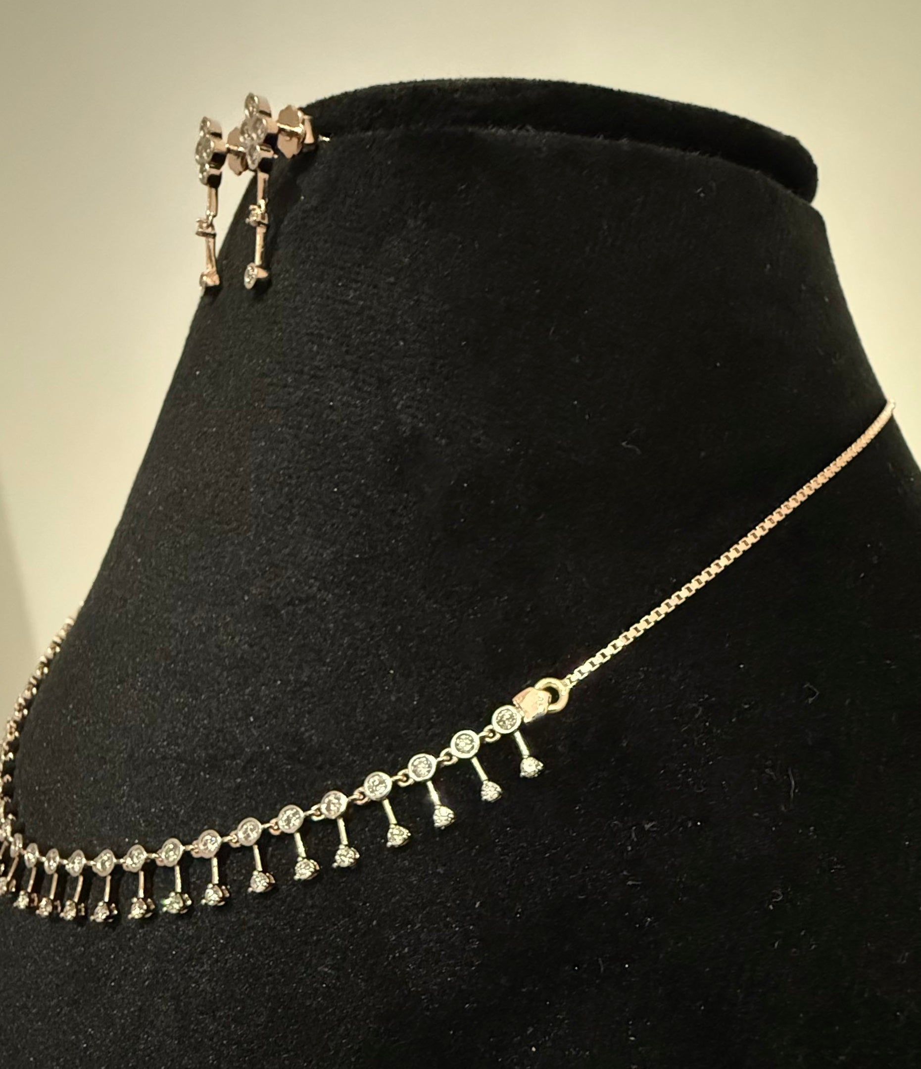 14K/18K Solid Gold Diamond Necklace Earrings Set | IGI Certified Natural Dainty Jewelry