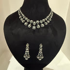 Solid Gold Diamond Bridal Jewelry Set, Pear Princess design Wedding Necklace Earrings