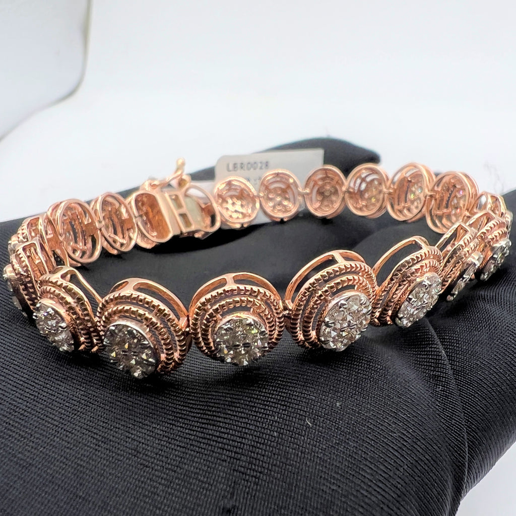 14K 18K Solid Gold Natural Diamond Tennis Bracelet, Vintage Milgrain Wedding Jewelry