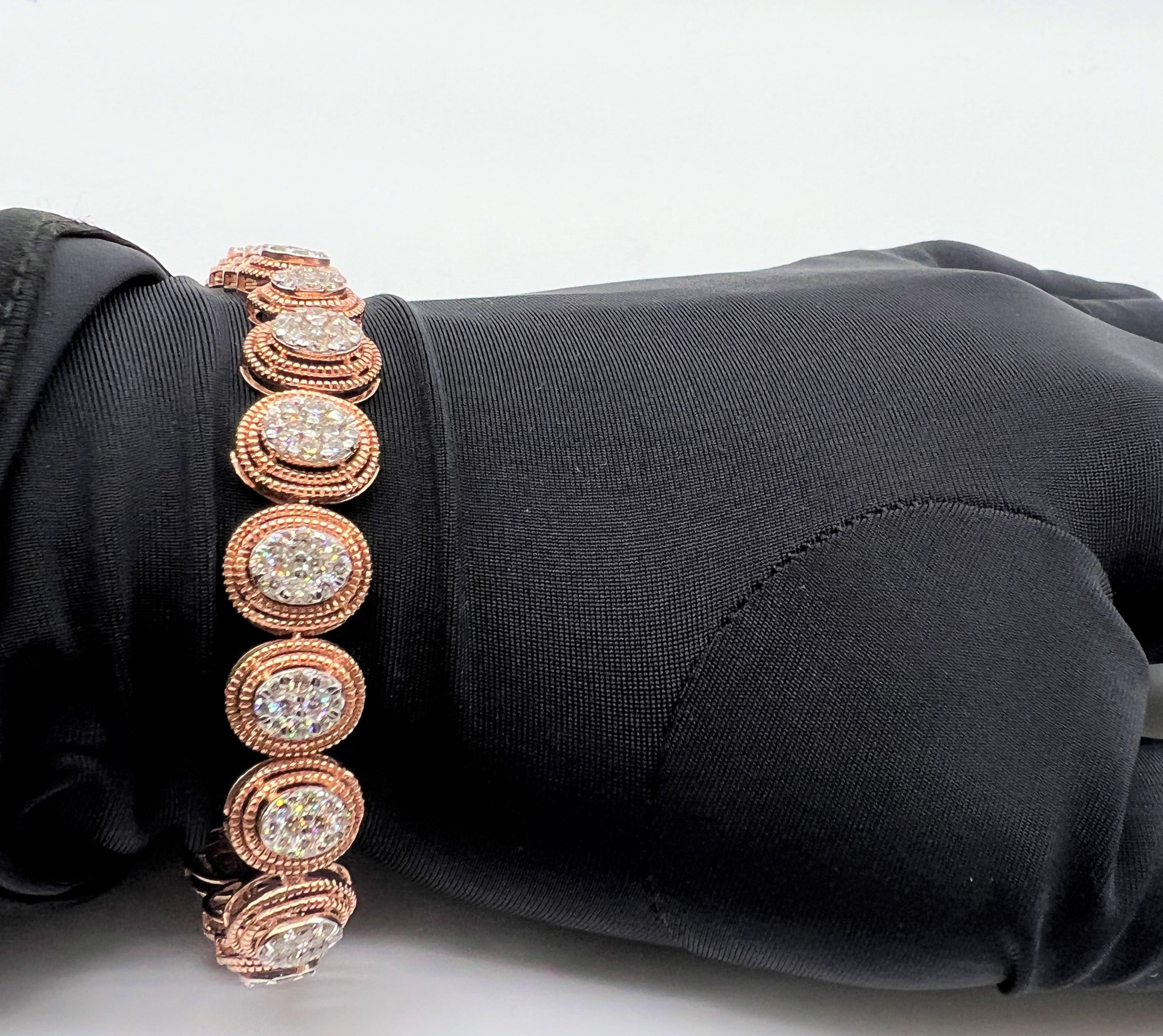 14K 18K Solid Gold Natural Diamond Tennis Bracelet, Vintage Milgrain Wedding Jewelry