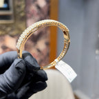 Solid Gold Pave Diamond Hinged Bangle Bracelet – Luxury Wedding Jewelry
