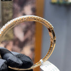 Solid Gold Pave Diamond Hinged Bangle Bracelet – Luxury Wedding Jewelry