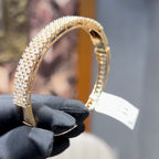 Solid Gold Pave Diamond Hinged Bangle Bracelet – Luxury Wedding Jewelry