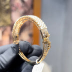 Solid Gold Pave Diamond Hinged Bangle Bracelet – Luxury Wedding Jewelry