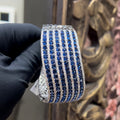 14K 18K Solid Gold Diamond Blue Stone Openable Bangle – Pave Hinged Bracelet