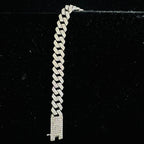 Solid Gold Pave Diamond Cuban Link Bracelet, Miami Chain Luxury Hip Hop Jewelry