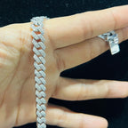 Solid Gold Pave Diamond Cuban Link Bracelet, Miami Chain Luxury Hip Hop Jewelry